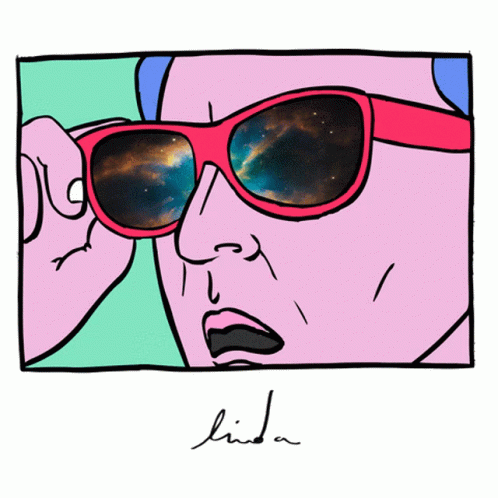 a drawing of a woman wearing sunglasses