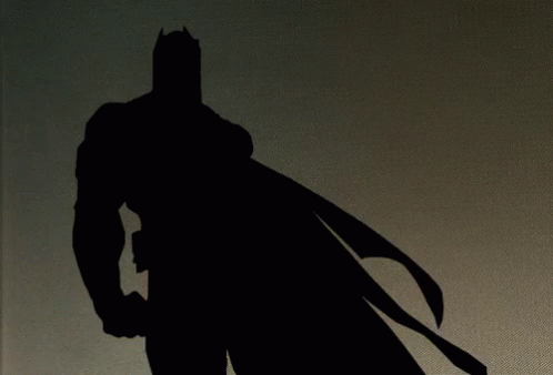 the silhouette of a person with a bat on it