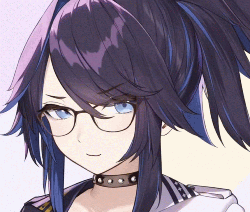 an anime style girl with brown hair wearing glasses and neck tie