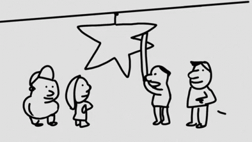 a cartoon depicting the three boys looking at the hanging stars