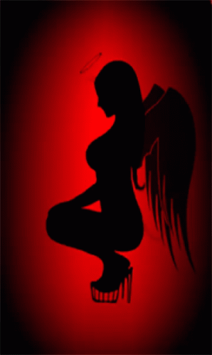 an illustration with a woman's shadow and wings on it