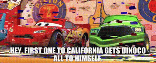 an animation po shows the cars on a carpet and another one is in a car costume