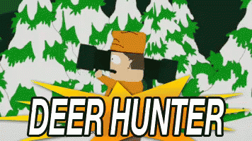 the deer hunter title shows snow covered trees