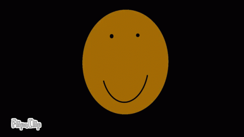 a cartoon of a smiling blue oval with black background