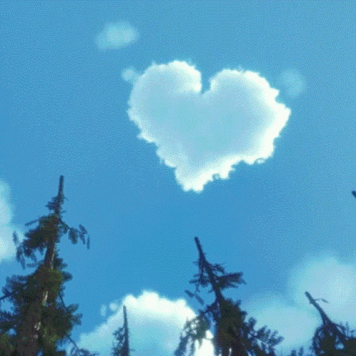 the sky looks like an image of a heart in a cloud