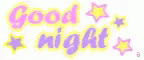 a picture of stars and the words good night in pink and blue