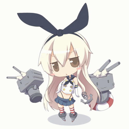 anime girl with long hair holding guns and pointing