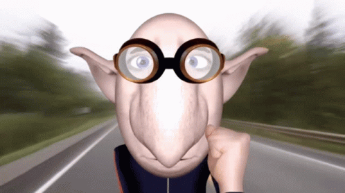an animated cartoon with a man's head turned sideways