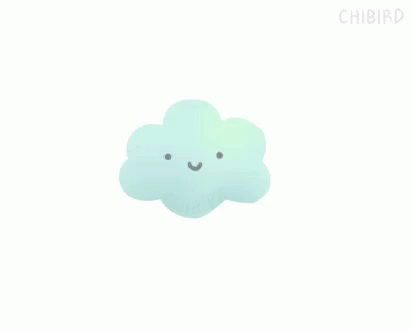 a small white cloud with its eyes closed and eyes open