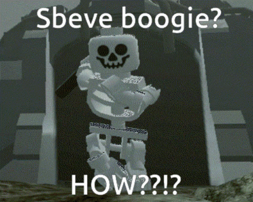 a skeleton with a captioning message in the background