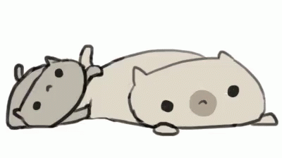 a drawing of two animals with one laying down