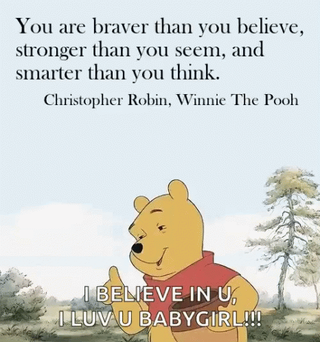 winnie the pooh is pointing to soing