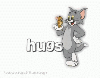 a grey cartoon cat holding a erfly in its right hand