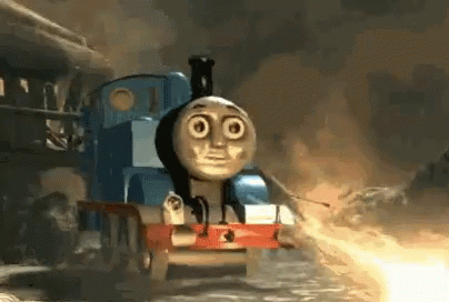 thomas the train in a animated scene is moving