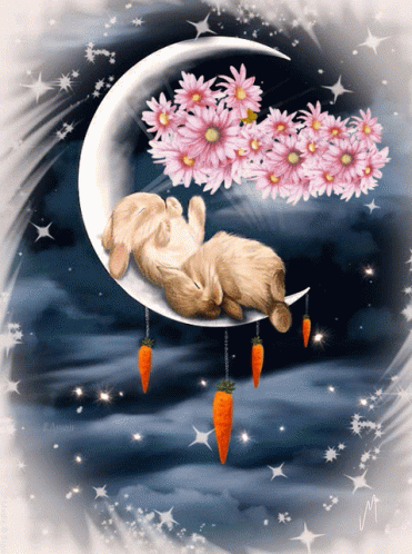 a painting of a baby sleeping on a crescent moon