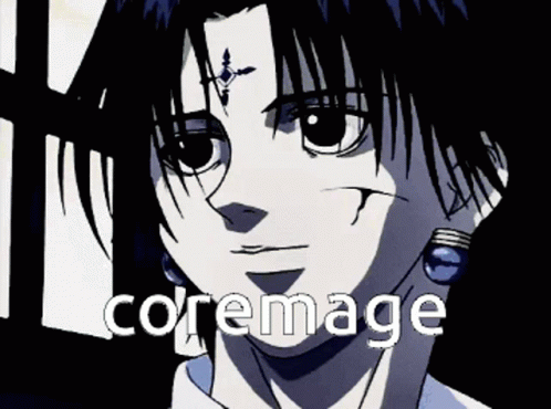 an anime avatar with the text'coemage'written on it