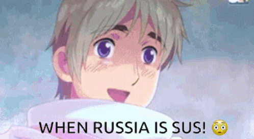 a picture of an anime girl and text saying, when russian is su