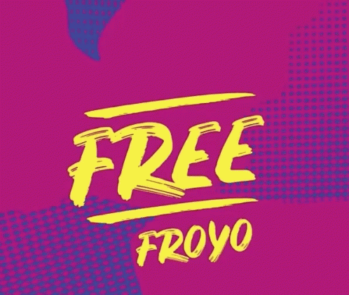 a purple colored poster that reads free froyo