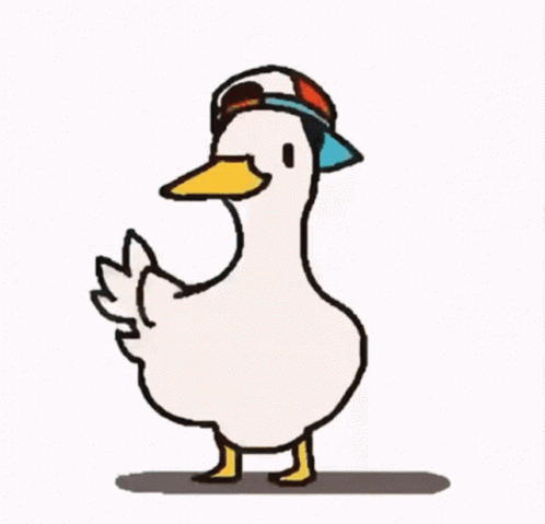 a drawing of a duck wearing a baseball hat