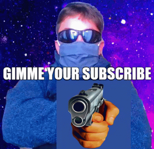 the person wearing glasses holding a gun is showing a funny message about guns