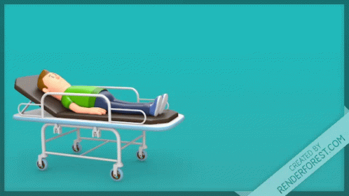 an illustrated toy with a person laying in a hospital bed