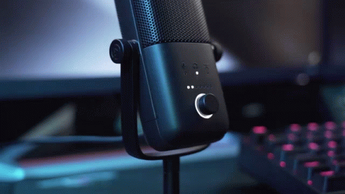 a microphone is on top of a desk