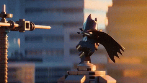 a lego bat is perched on top of a model
