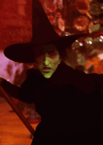 a man with a witches hat on wearing a large black coat