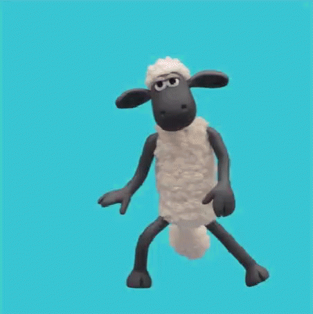 a sheep that is walking in the air with his head down