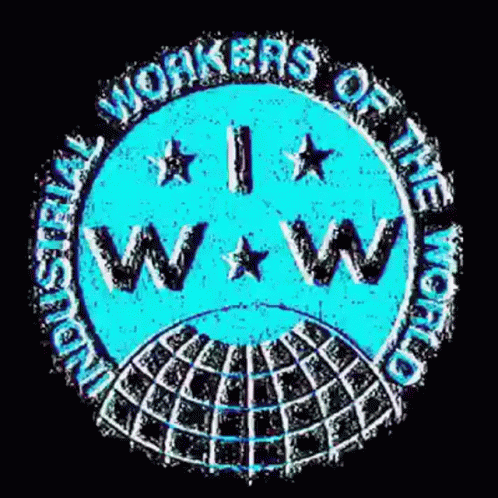 the international workers of the world seal with a yellow background
