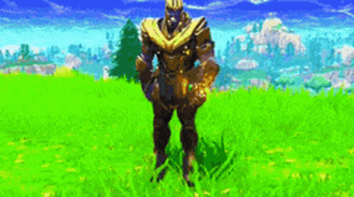 a stylized video game image with a guy in armor