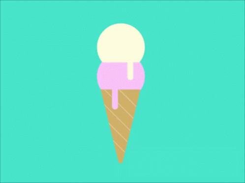 an ice cream cone on green and pink background