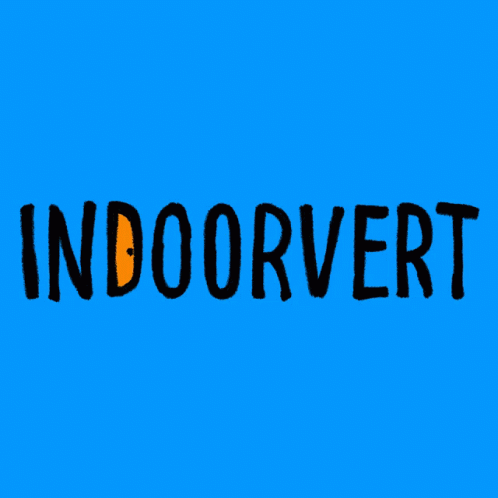 black and blue text that says indoor over yellow