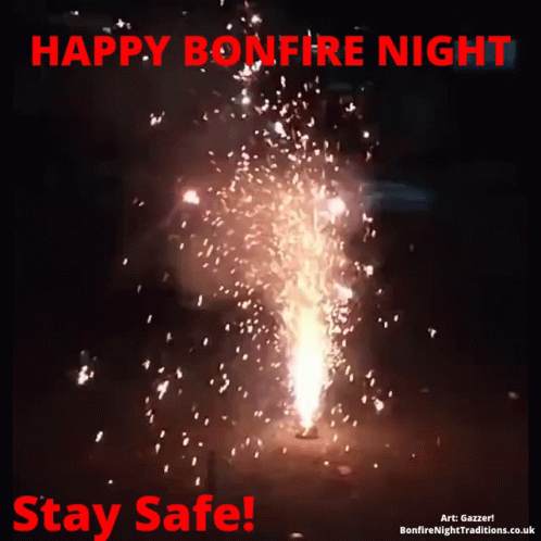 fireworks with words that spell happy bonfire night