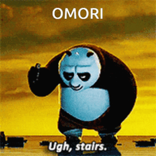 a cartoon panda with the caption omori
