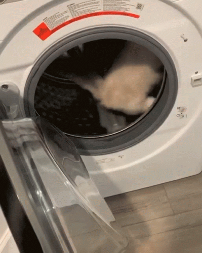 there is a washing machine full of washing clothes