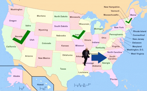 map of the united states with arrows pointing towards cities