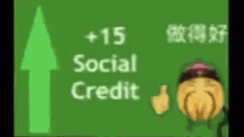 the sign for this social credit is blue and black