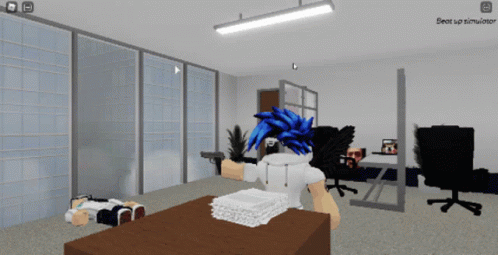 computer simulation shows a work desk in the office