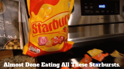 a pouch of starburst snack sitting on top of a counter