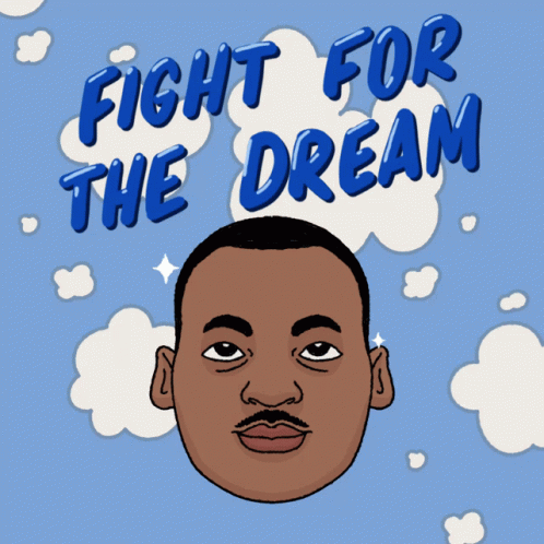 a drawing of a man with the words fight for the dream