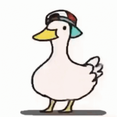 a drawing of a white duck in a hat