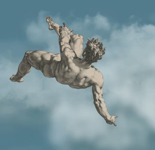 a man flying through the sky in a  position
