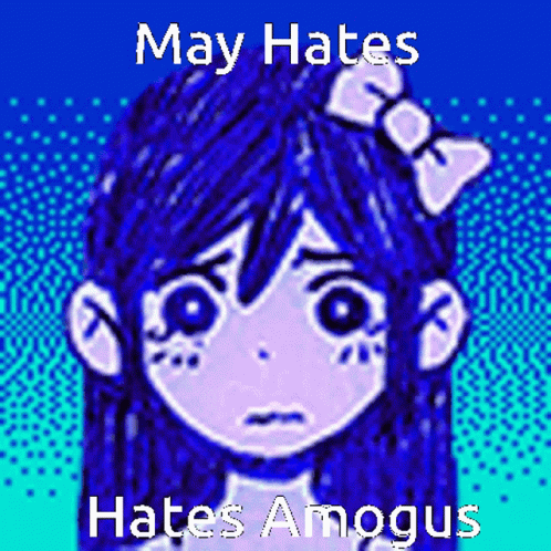 the image is of an image of a girl with red hair and her name in blue text that says may hates hates