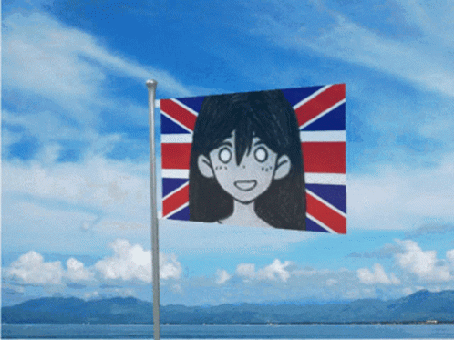 a british girl is under the flag in the desert