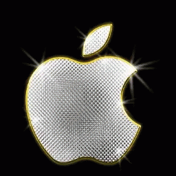 an apple logo, with some sparkles on it