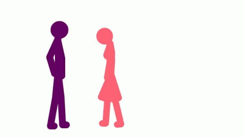 two silhouettes standing next to each other in the same direction