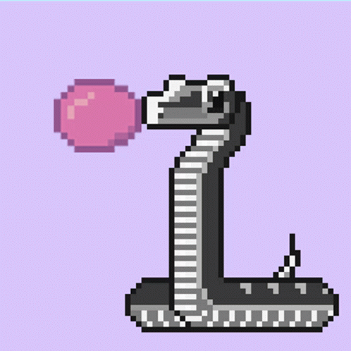 an illustrated snake in the middle of a pink background