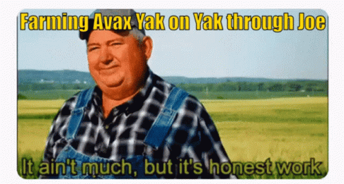 the picture features the words farming avaki on yak through joe