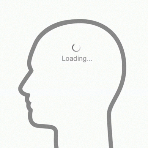 a silhouette head with the words loading on it